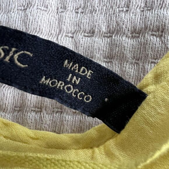 Zara Basic Shirt Womens Small Yellow Crochet Lace Bib Sleeveless Embroidered - Picture 8 of 10